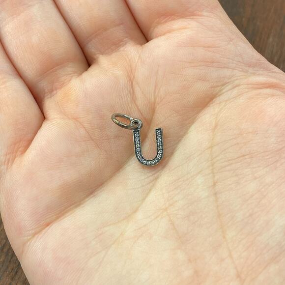 Pandora Sterling Silver Alphabet Letter U Dangle with Clear Zirconia 791333CZ - Picture 1 of 5